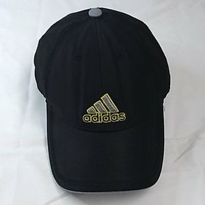 Black Adidas baseball cap with yellow outline